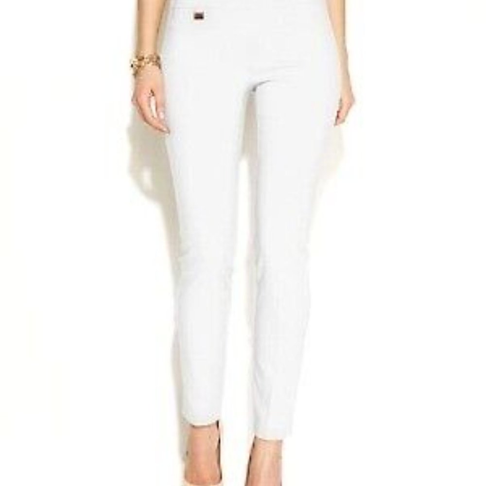 Alfani NWT Skinny Leg Tummy Control white pull on pants 10 petite 10P - Picture 2 of 13